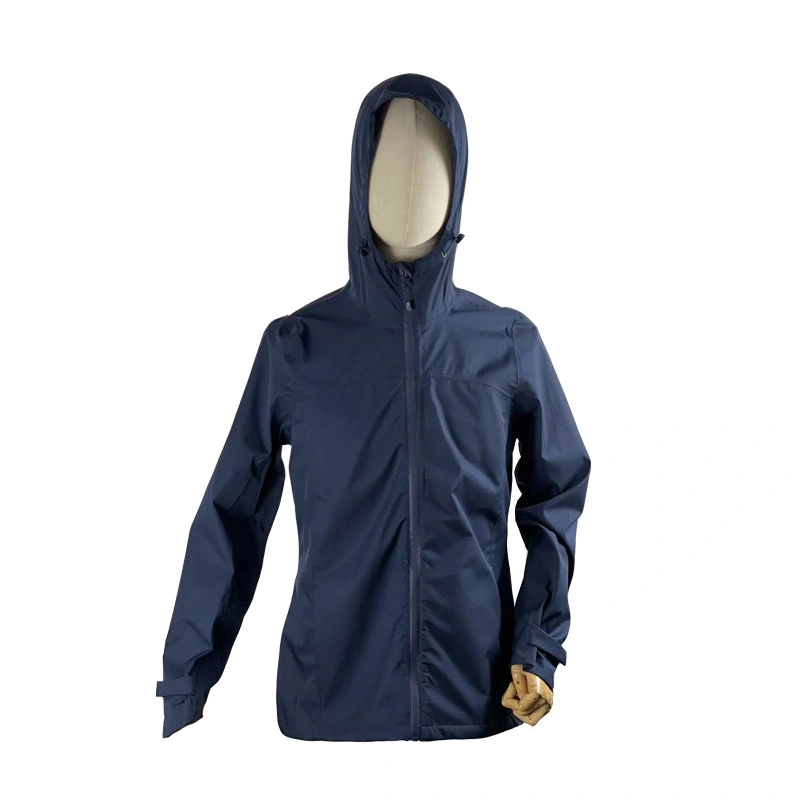 Adult Spring/Autumn Polyester/PU Heatingsealed Waterproof Breathable Outerwear Hoody Windbreaker Lightweight Black Hiking Running Sport Rain Jacket